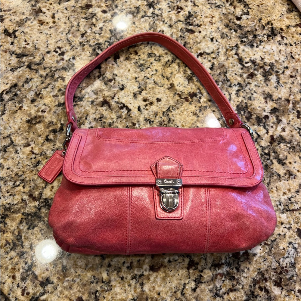 Vintage Y2K Coach Pink Shoulder Bag Layla 18160 Camelia Poppy Leather Purse